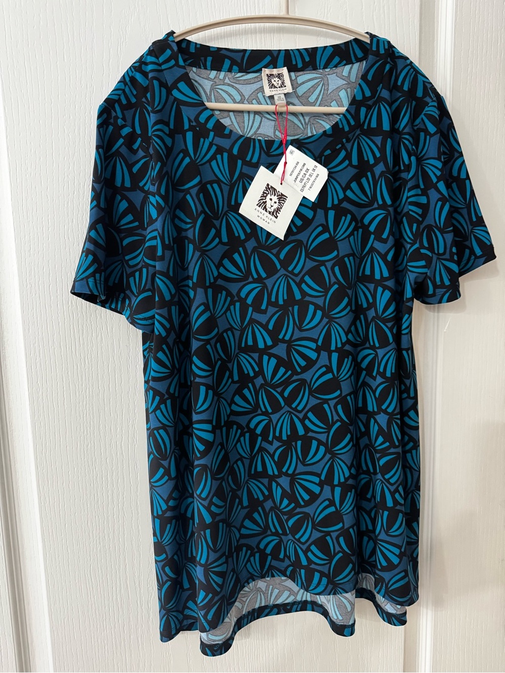 Anne Klein Patterned SS Blouse Plus Size 0X NWT
